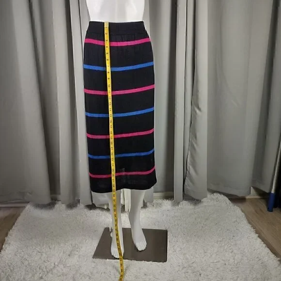 Regatta Sport Women's Wool Blend Multi Color Striped Stretchy Midi Skirt Size L - Picture 5 of 10